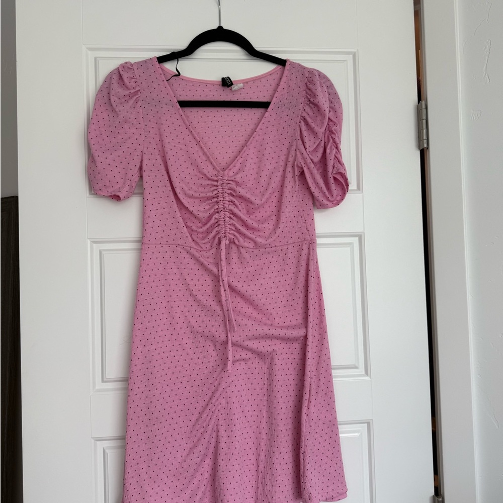 H&M Pink Ruched Mini Dress